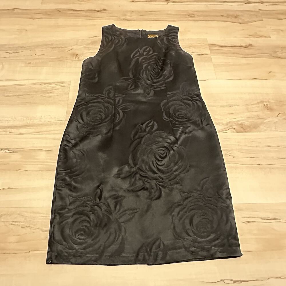 Virgo II Women's Dress size‎ Medium Black Floral Poly Blend